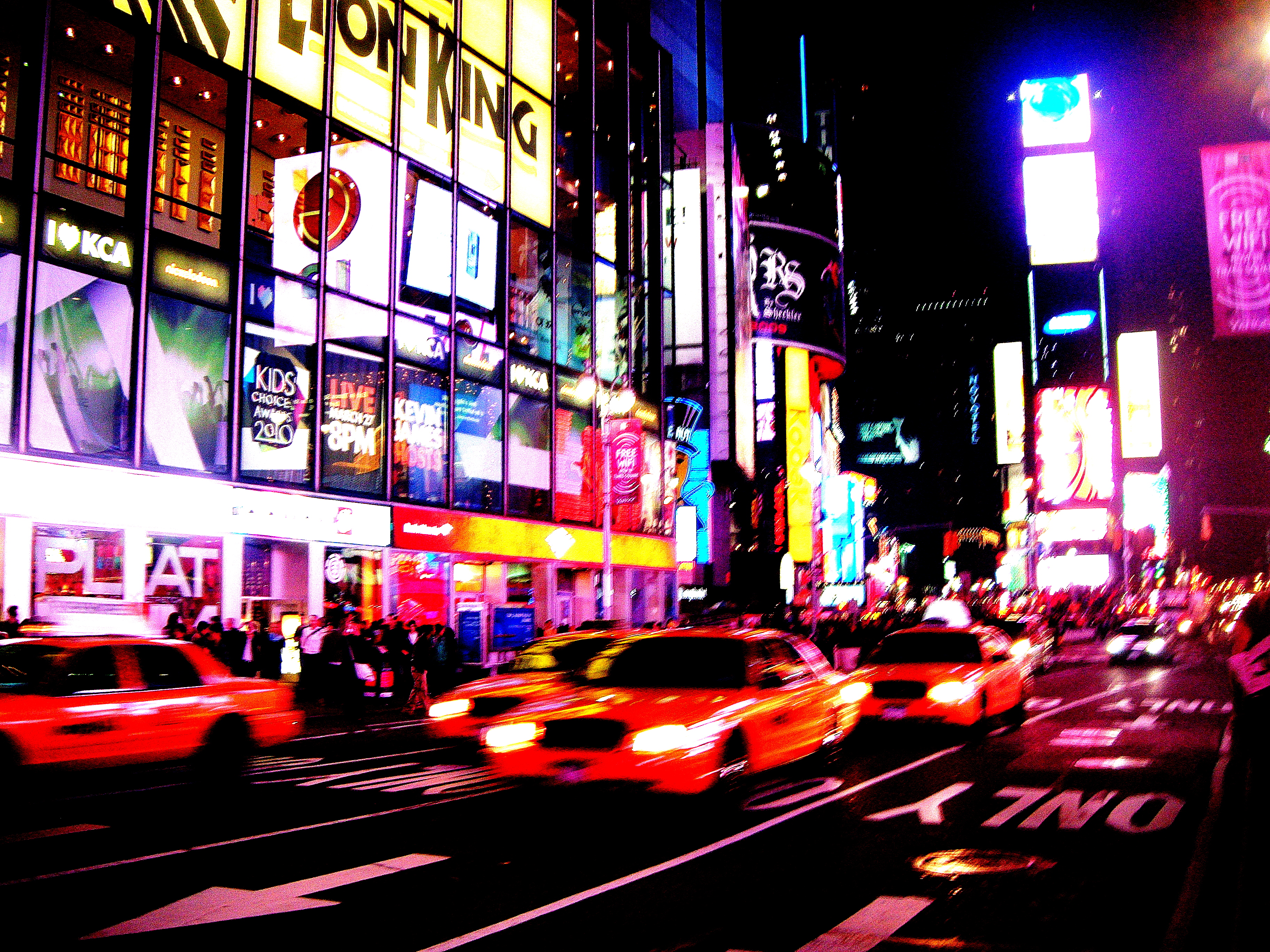 Bright lights of Times Square NYC